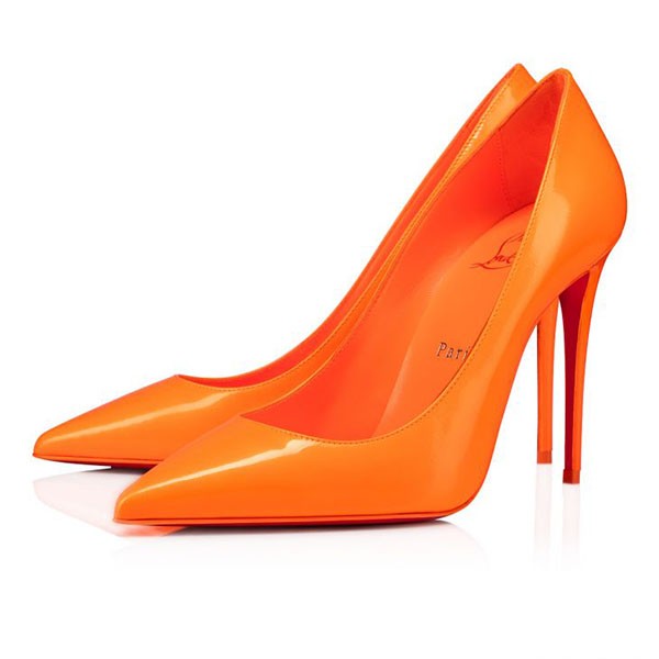 replika kopi Christian Louboutin Kate - 100 mm Pumps - patent læder - Fluo Orange, billig mænd Christian Louboutin sko outlet